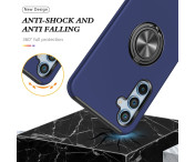 Samsung Galaxy S25 / S24 Hybrid skal med Finger Ring - MörkBlå