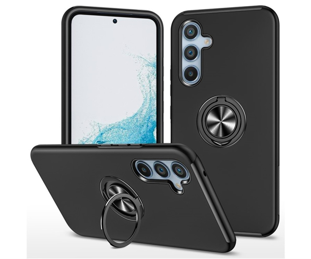 Samsung Galaxy S25 / S24 Hybrid skal med Finger Ring - Svart