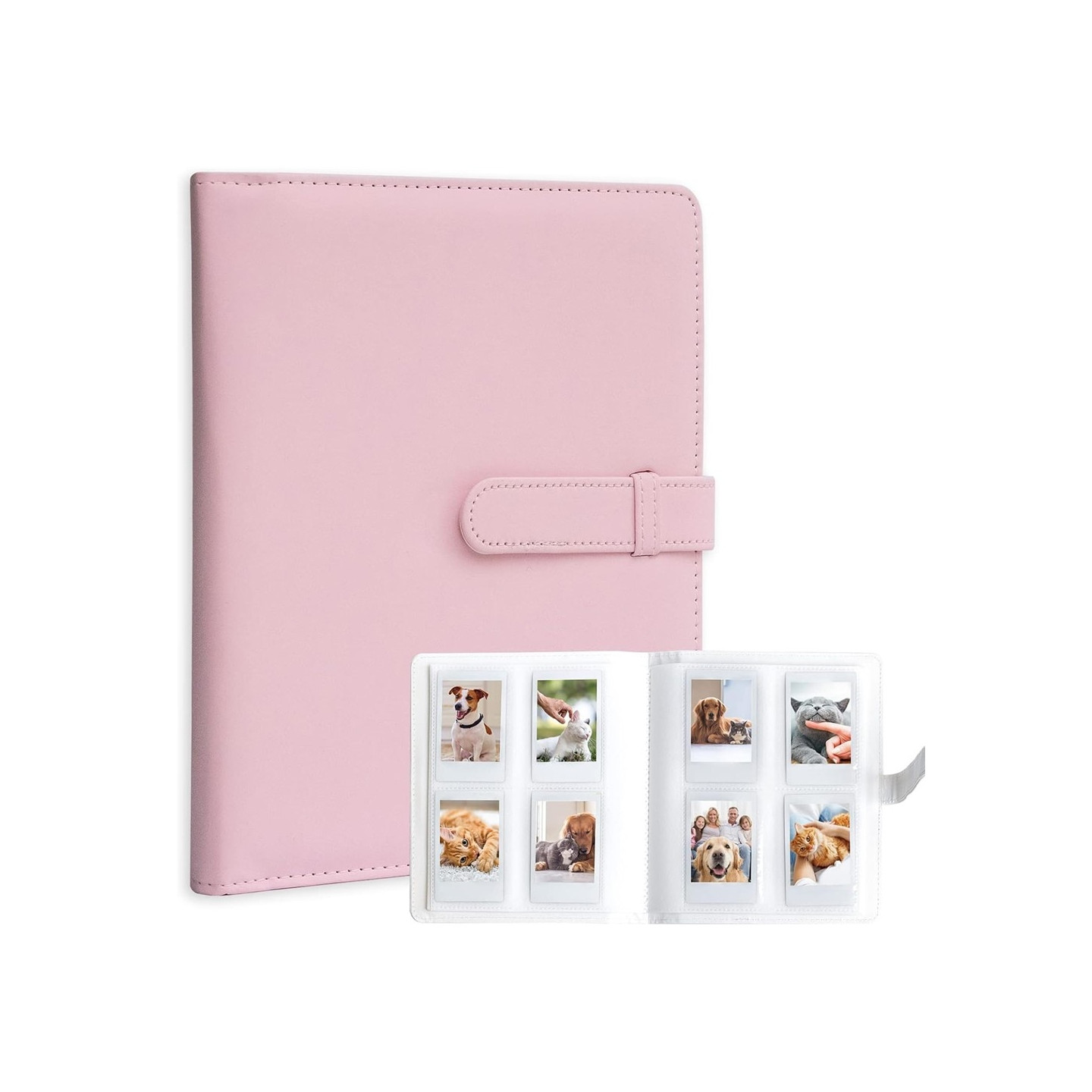 Vandafvisende fotoalbum til Fujifilm Instax Mini 12, 11, 9, 8 – plads til 256 billeder – Lyserød