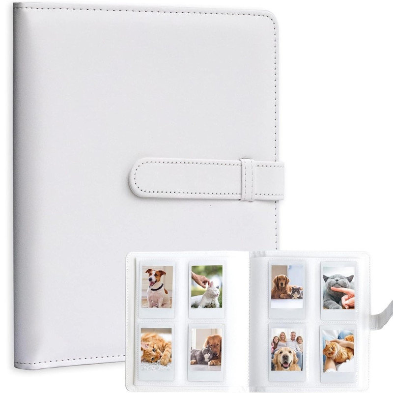 Water-resistant photo album for Fujifilm Instax Mini 12, 11, 9, 8 – holds 256 photos – White