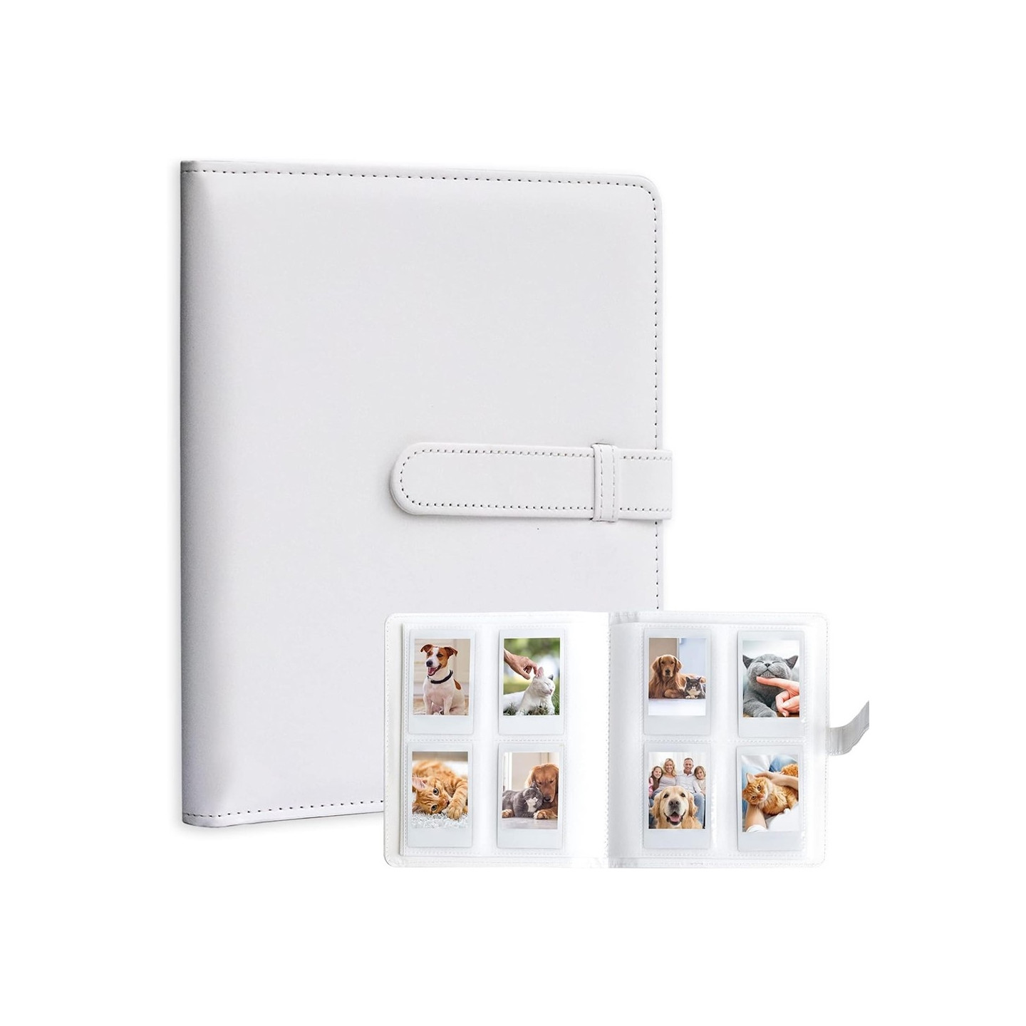 Vandafvisende fotoalbum til Fujifilm Instax Mini 12, 11, 9, 8 – plads til 256 billeder – Hvid