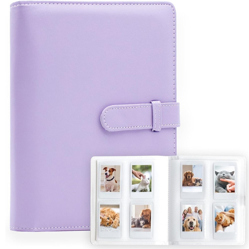 Water-resistant photo album for Fujifilm Instax Mini 12, 11, 9, 8 – holds 256 photos – Purple