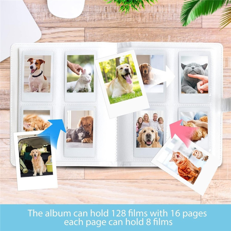 Vandafvisende fotoalbum til Fujifilm Instax Mini 12, 11, 9, 8 – plads til 256 billeder – Sort