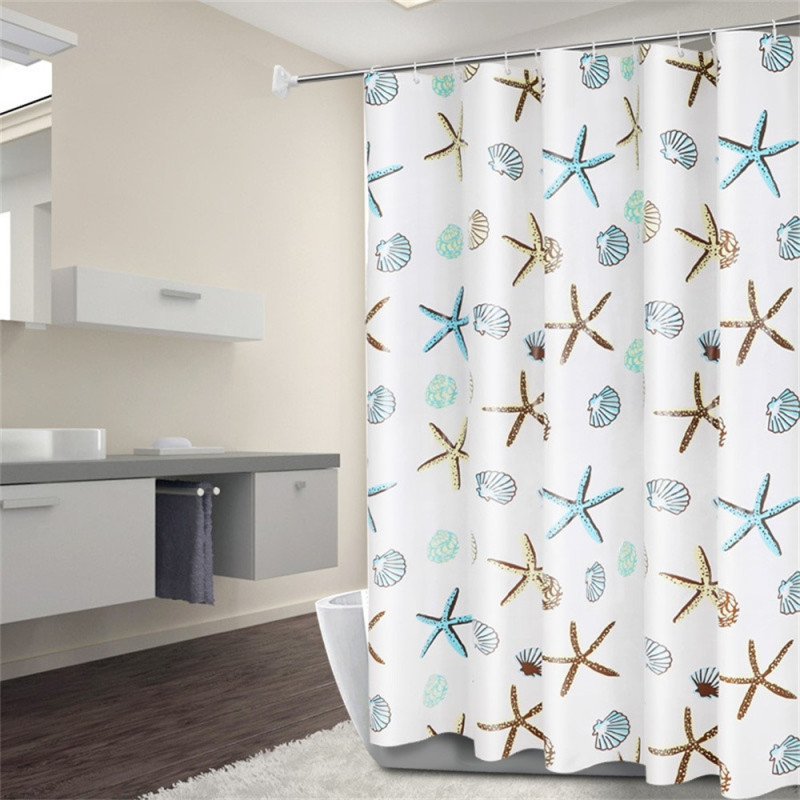 Shower curtain 180 x 200 cm, waterproof and mold-resistant – Starfish