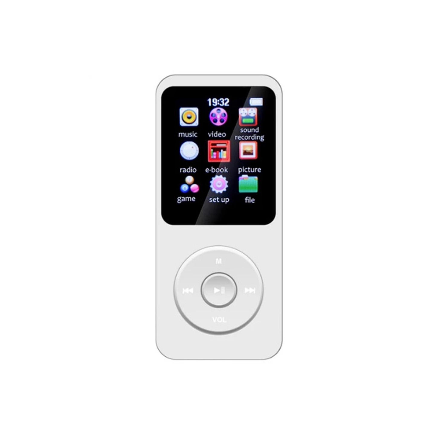 T1 1,8" skærm MP4 musikafspiller Bluetooth E-bog FM-radio (inkl. 64 GB hukommelseskort) Hvid