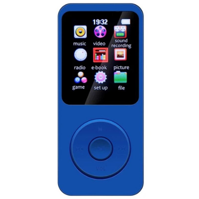 T1 1,8" skærm MP4 musikafspiller Bluetooth E-bog FM-radio (inkl. 64 GB hukommelseskort) Mørkeblå