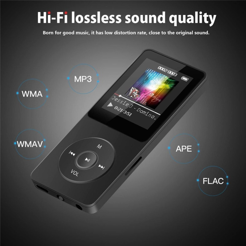 T1 1,8" skærm MP4 musikafspiller Bluetooth E-bog FM-radio (inkl. 64 GB hukommelseskort) Mørkeblå
