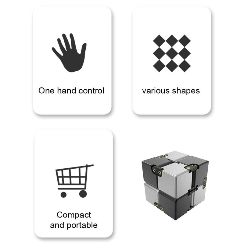 Fidget Toy Infinite Cube Stressaflastende Flip - blok - Sort