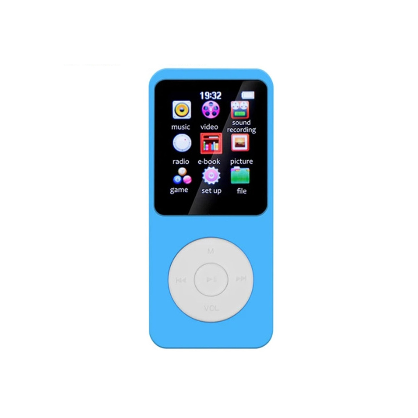 T1 1,8" skærm MP4 musikafspiller Bluetooth E-bog FM-radio (inkl. 64 GB hukommelseskort) Lyseblå