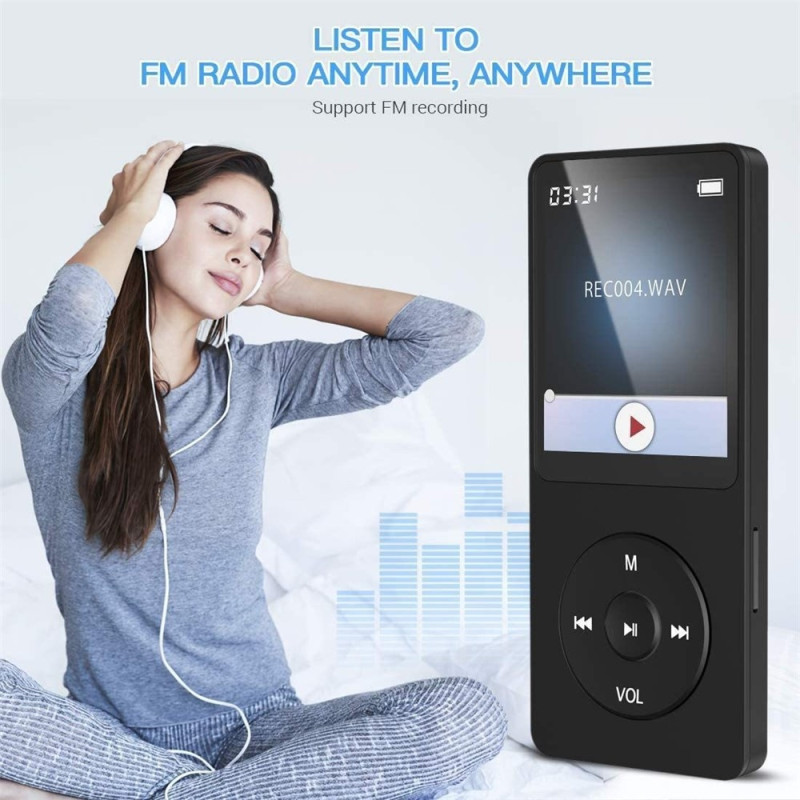T1 1,8" skærm MP4 musikafspiller Bluetooth E-bog FM-radio (inkl. 64 GB hukommelseskort) Lyseblå
