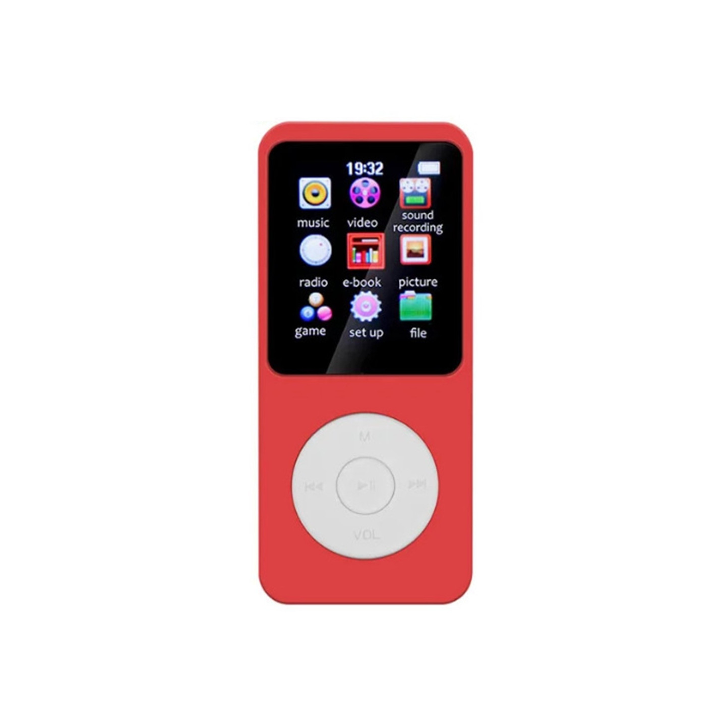 T1 1,8" skærm MP4 musikafspiller Bluetooth E-bog FM-radio (inkl. 64 GB hukommelseskort) Rød