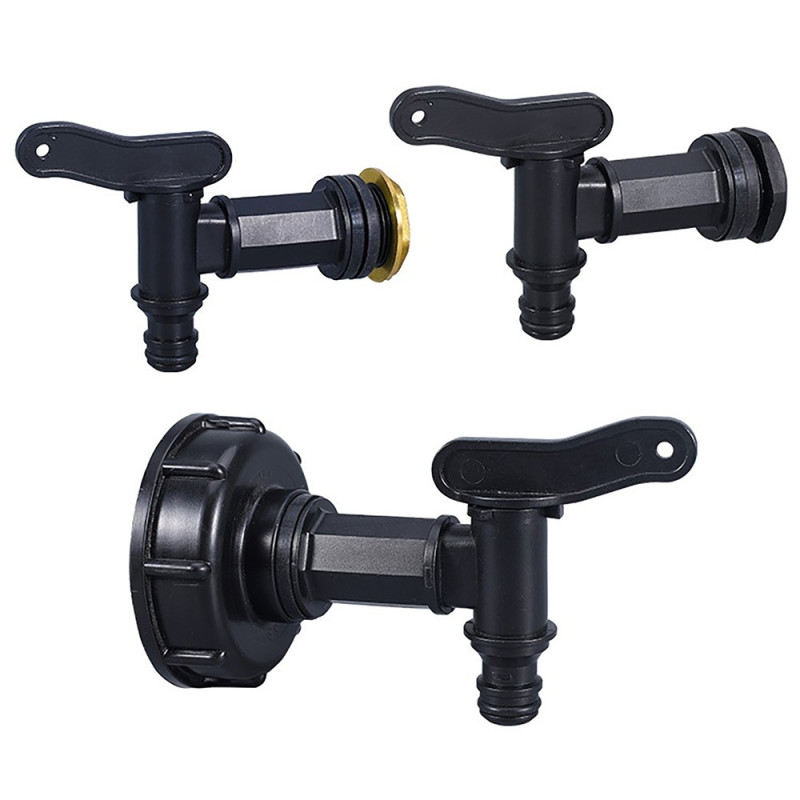 IBC tank tap with 3/4-inch garden hose connection and S60x6 threaded cap