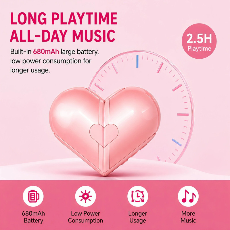 Convertible Heart-Shaped Bluetooth Speaker – Compact with Bass and Stereo Sound
