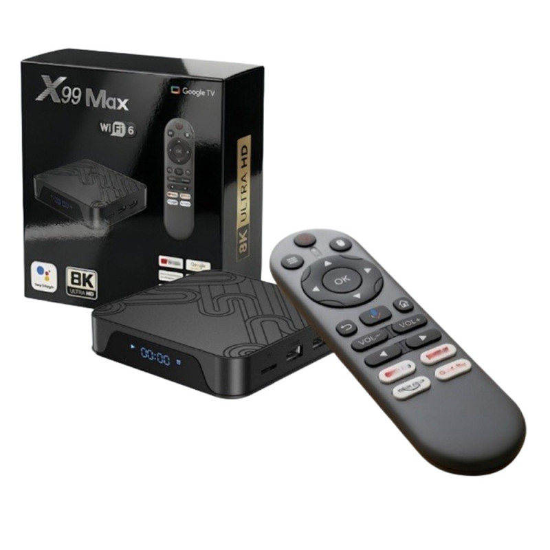 TV-boks 2+16 GB Android 14 WiFi 6 4K HD Bluetooth-fjernbetjening Stemmestyring