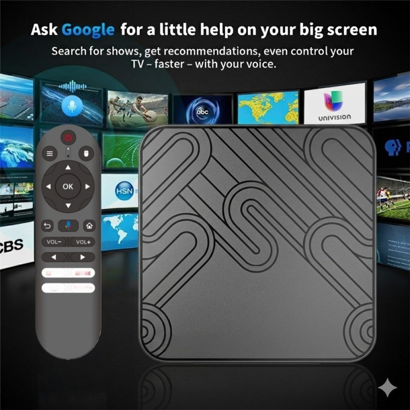 TV Box 2+16 GB Android 14 WiFi 6 4K HD Bluetooth Remote Control Voice Control