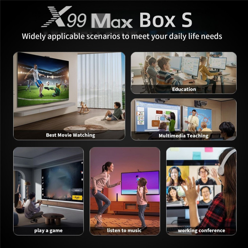 TV-boks 2+16 GB Android 14 WiFi 6 4K HD Bluetooth-fjernbetjening Stemmestyring