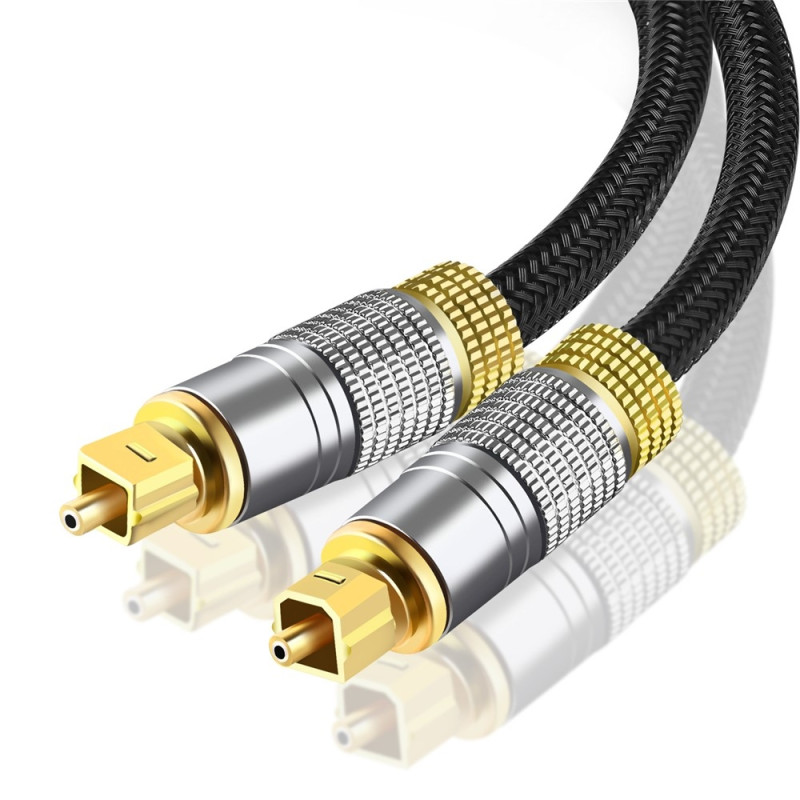 1 m optisk digitalt lydkabel (S/PDIF) Toslink-kabel med 24K-forgyldte stik