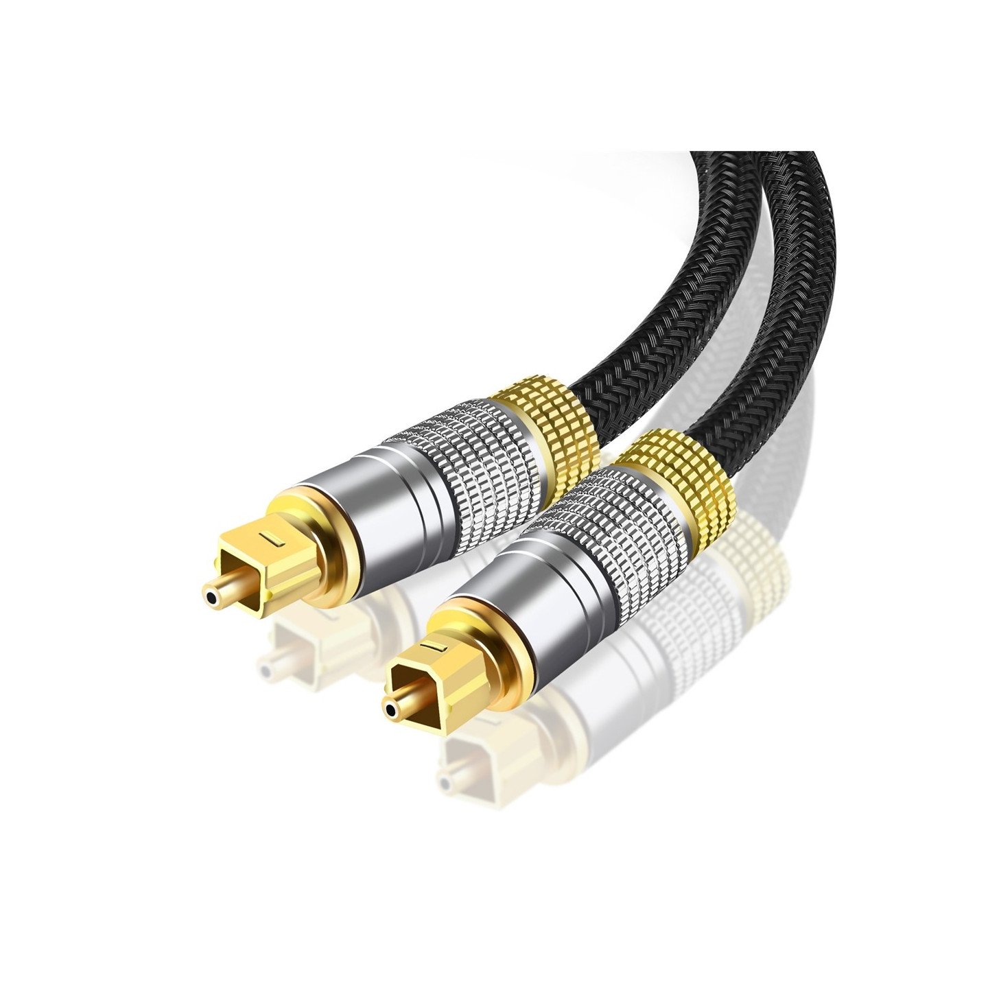 1 m optisk digitalt lydkabel (S/PDIF) Toslink-kabel med 24K-forgyldte stik