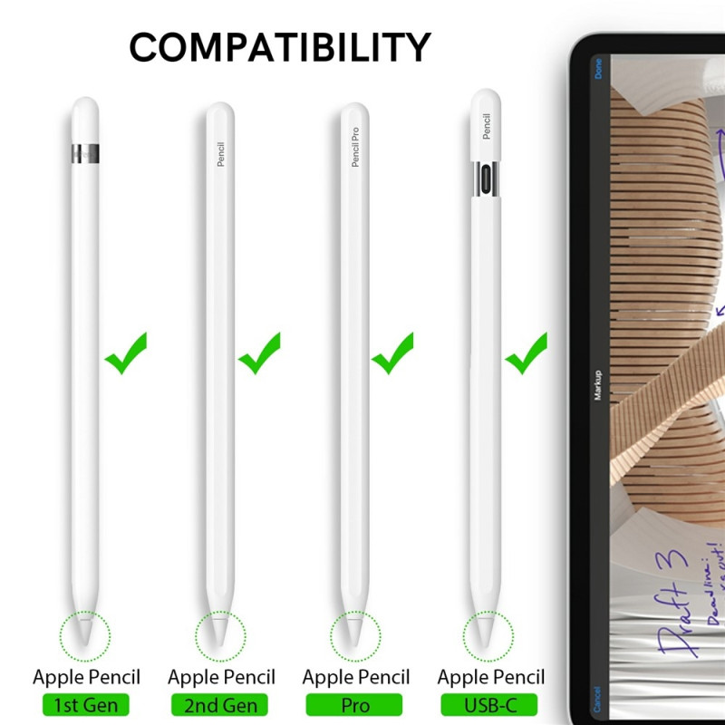 4 reservespisser til Pencil Pro / 1. gen. / USB-C / 2. gen. / 1. gen.
