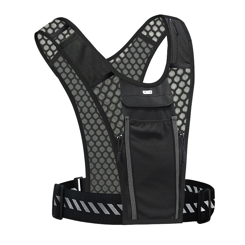 Refleksvest for løping, 3-liters drikkesystem med lomme for berøringsskjerm (til løping og sykling)