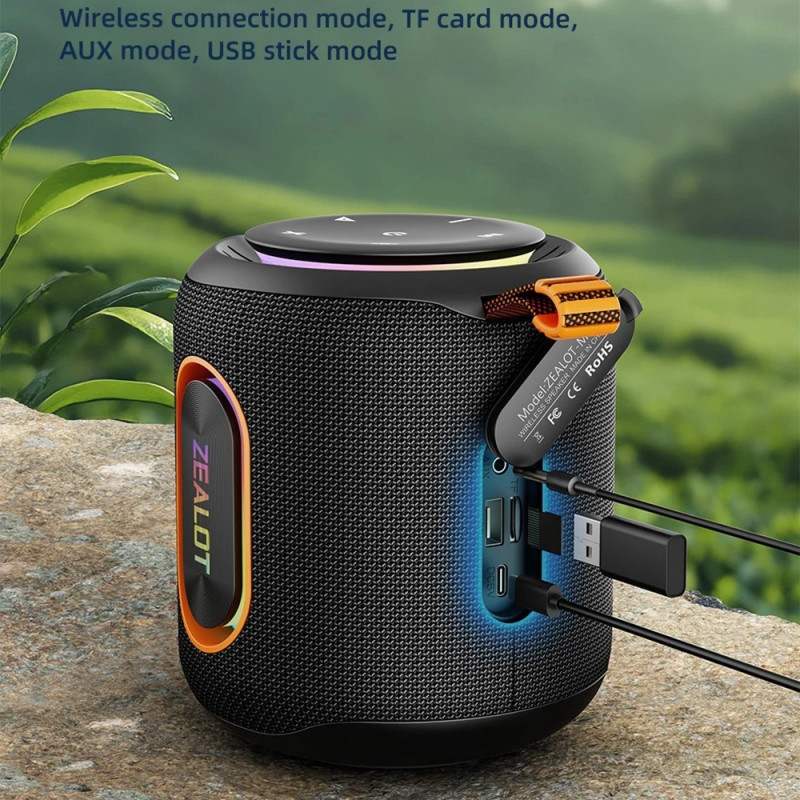 ZEALOT 30W Bluetooth 5.4 Speaker IPX6 Waterproof RGB Lighting 6000 mAh