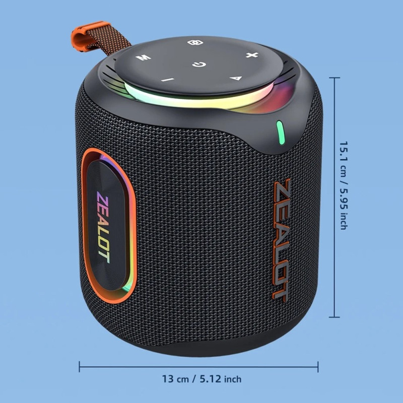 ZEALOT 30W Bluetooth 5.4 Speaker IPX6 Waterproof RGB Lighting 6000 mAh