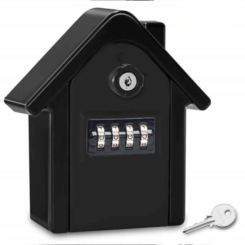 Metal cash box/security safe with combination lock and two keys – storage for home or hotel