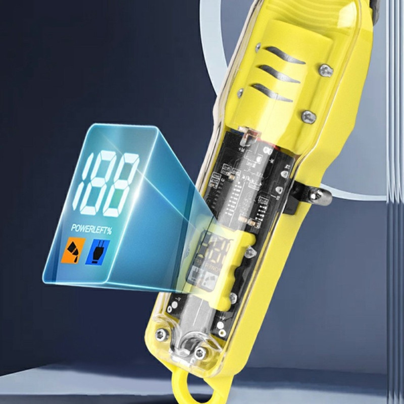 Electric hair trimmer transparent housing LCD display + 4 spacer combs - Blue