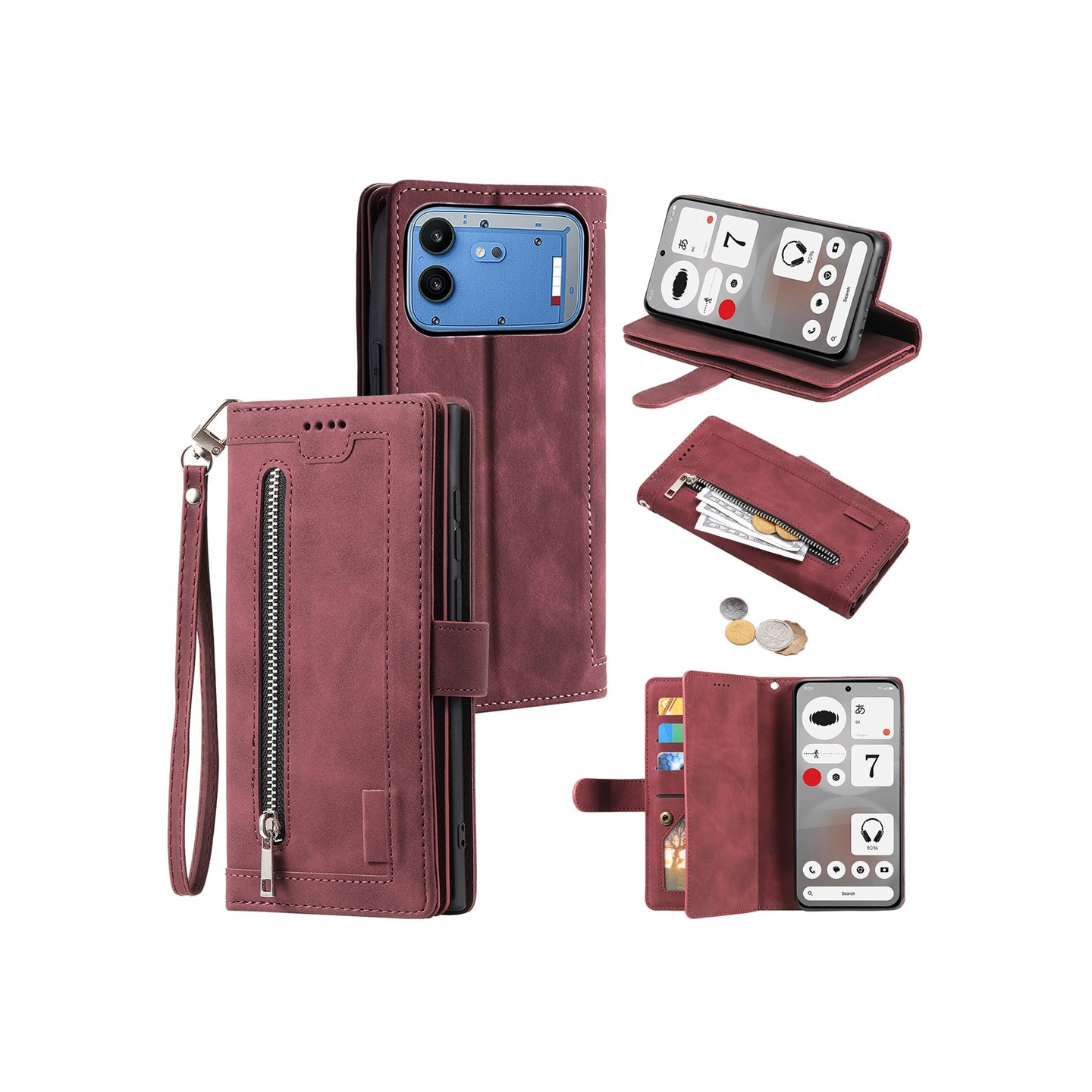 Phone Case with Card Slots and Wrist Strap for Nothing Phone (4b)