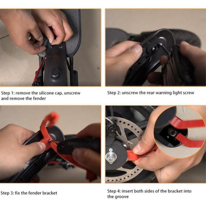 Fender Support Package - Mud Guard Fenders - Xiaomi M365 Scooter - Valkoinen