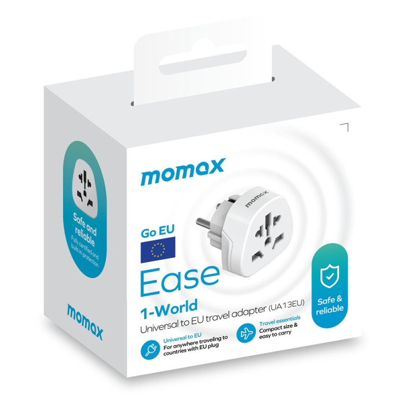 MOMAX 1-World 2500 W – universaali matka-adapteri ja jännitteenmuunnin