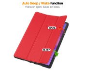För Lenovo Idea Tab Pro Fodral Tri-Fold Stativ Skal med pennhållare - Röd