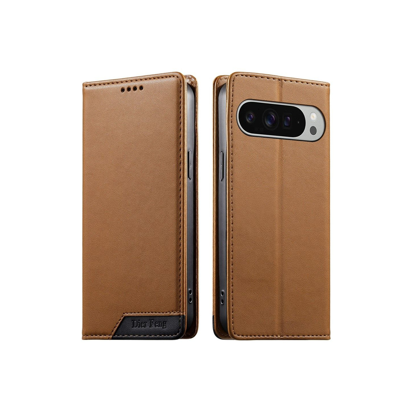 DIERFENG Phone Wallet Case with Corner Logo for Google Pixel 11 Pro XL