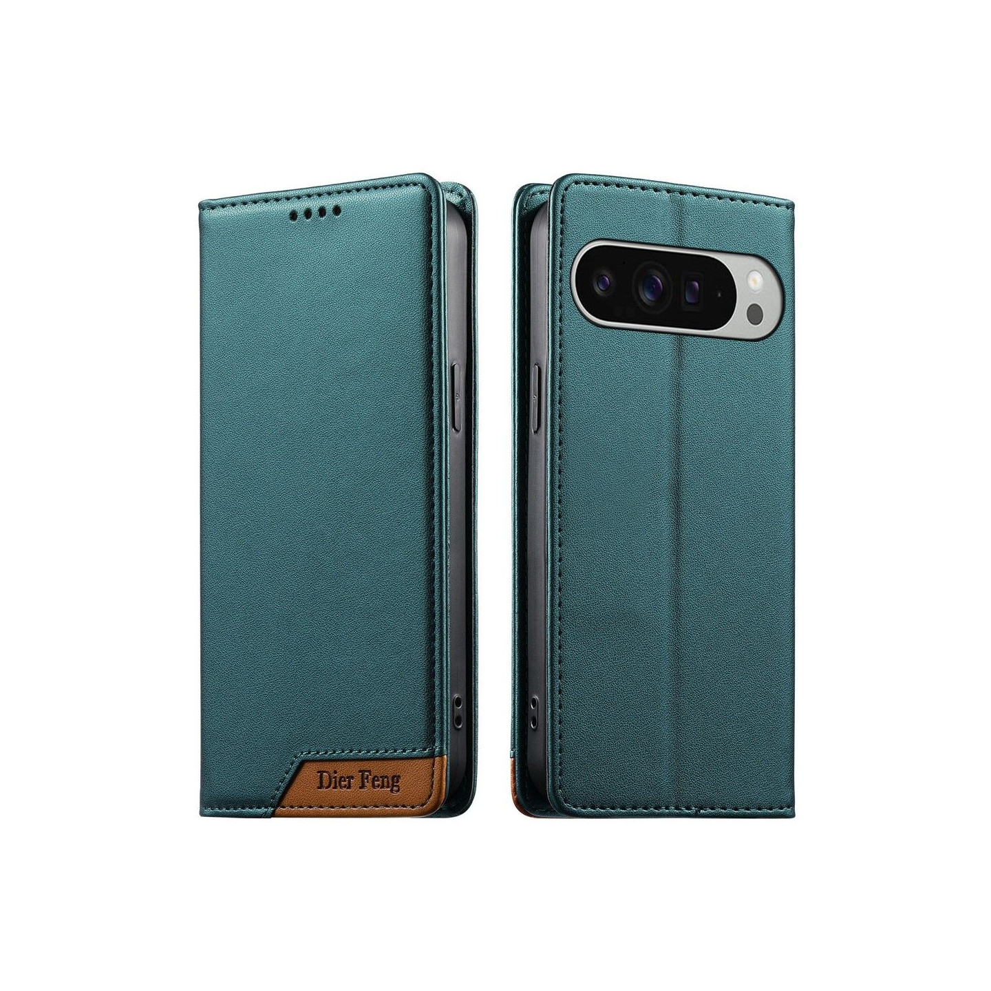 DIERFENG Phone Wallet Case with Corner Logo for Google Pixel 11 Pro XL