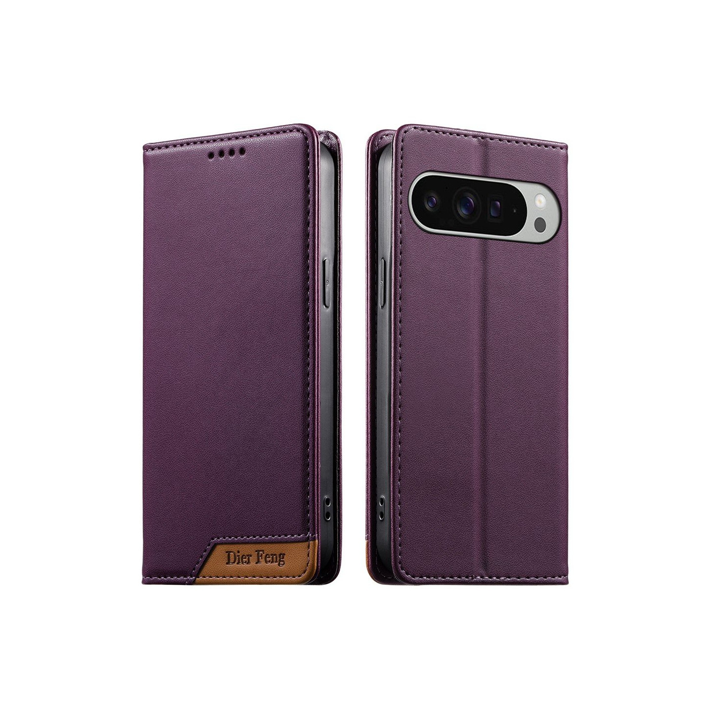 DIERFENG Phone Wallet Case with Corner Logo for Google Pixel 11 Pro XL