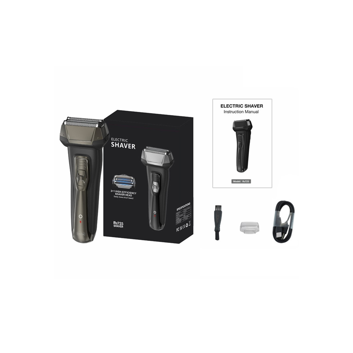 Electric Shaver & Trimmer – 3D Floating Shaving Heads, IPX6 Water-Resistant, Fast Charging