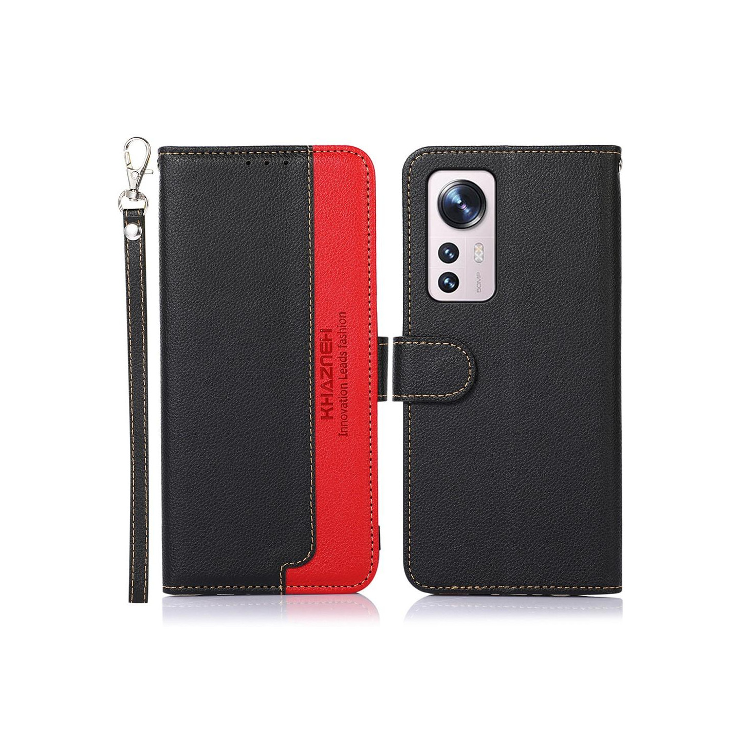 KHAZNEH Xiaomi 12 Pro Lommebok - cover Sort/Rød