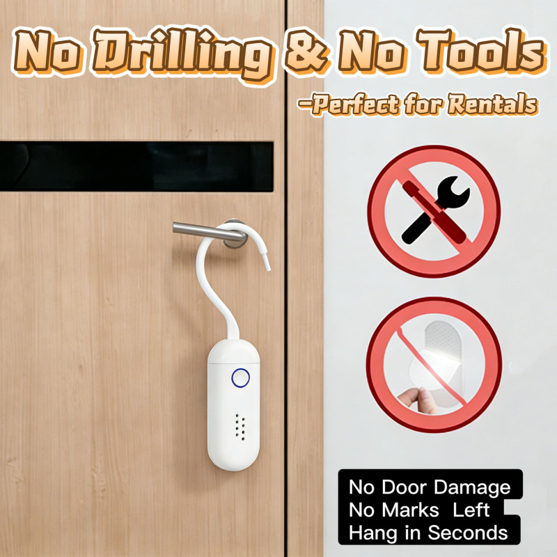 Door and Window Alarm 130 dB – Sound and Flashing Light – Door Handle Alarm