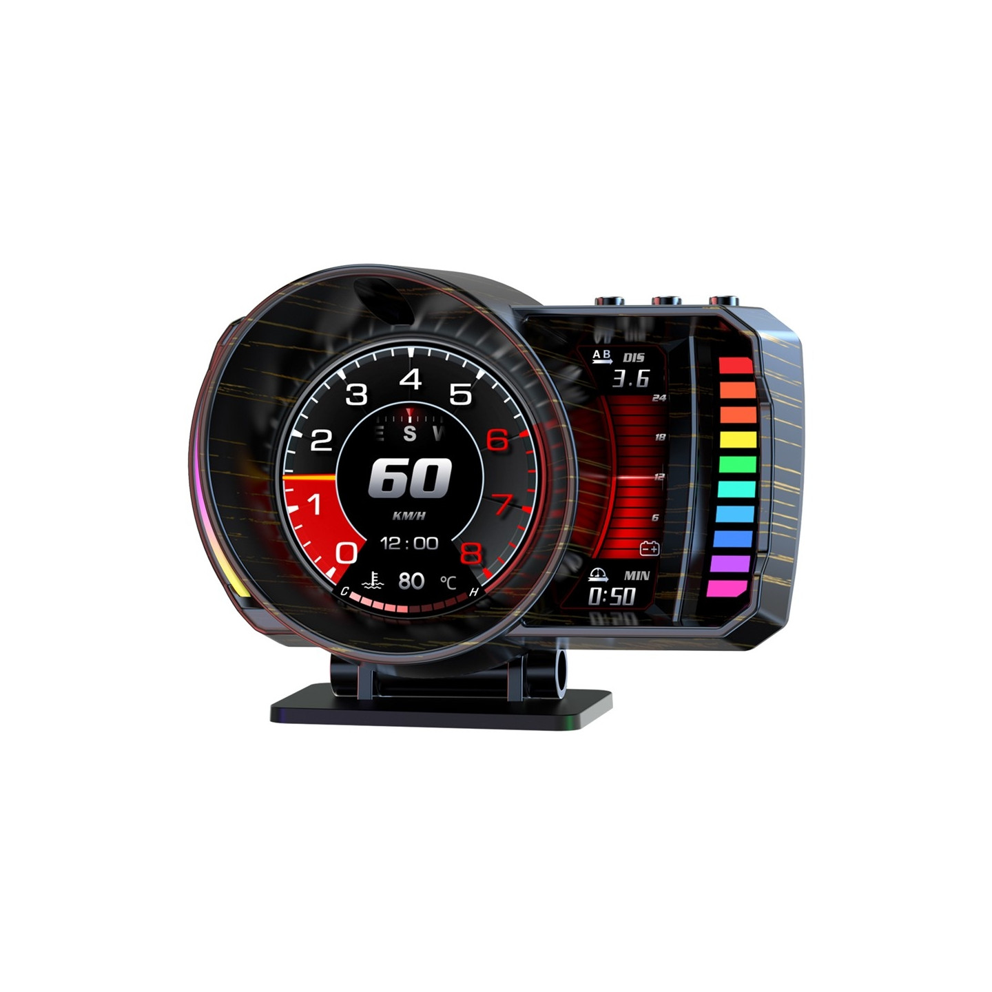 Speedometer HUD (Head-Up Display), OBD2 and GPS system, RGB lighting
