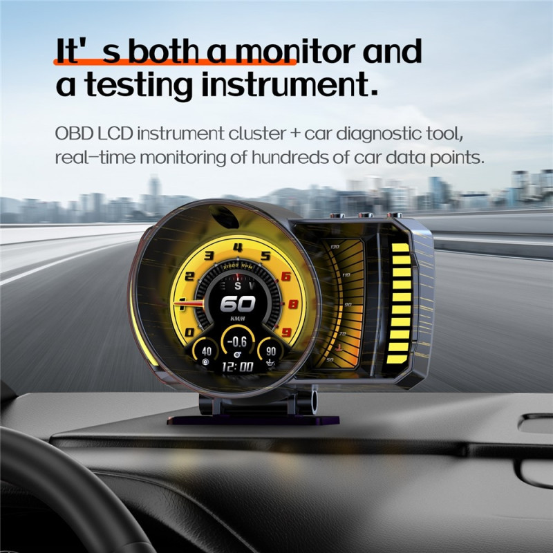 Speedometer HUD (Head-Up Display), OBD2 and GPS system, RGB lighting