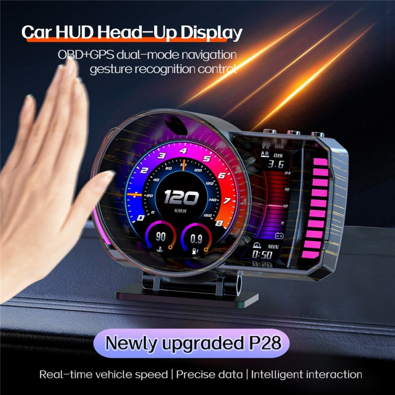 Speedometer HUD (Head-Up Display), OBD2 and GPS system, RGB lighting