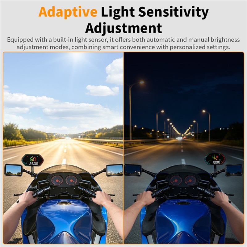 GPS-hastighetsmåler for bil og motorsykkel – IP68-vanntett og HUD (Head-Up Display)