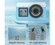 Digitalkamera Dubbla skärmar Vattentät Kamera + 32 GB kort + kortläsare - Rosa