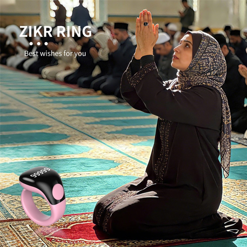 Smart Tasbih Zikr Ring – waterproof digital counter with prayer call (adhan) reminder