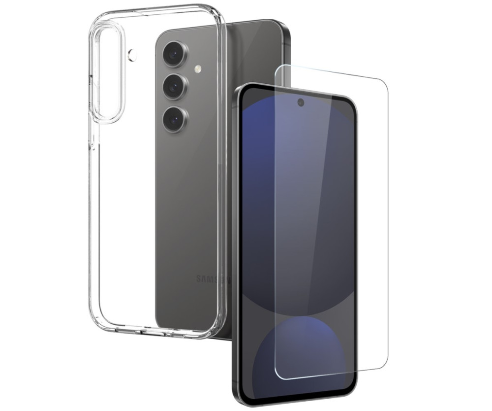 NORTHJO För Samsung Galaxy S25 5G TPU Telefonfodral med Härdat Glas Skärmskydd