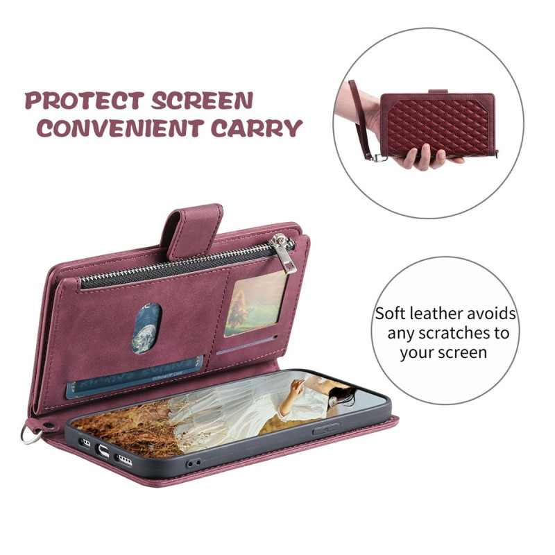 Puhelimen lompakkokotelo rombikuvioisilla tikkauksilla Motorola Moto G37 5G / G47 5G puhelimille