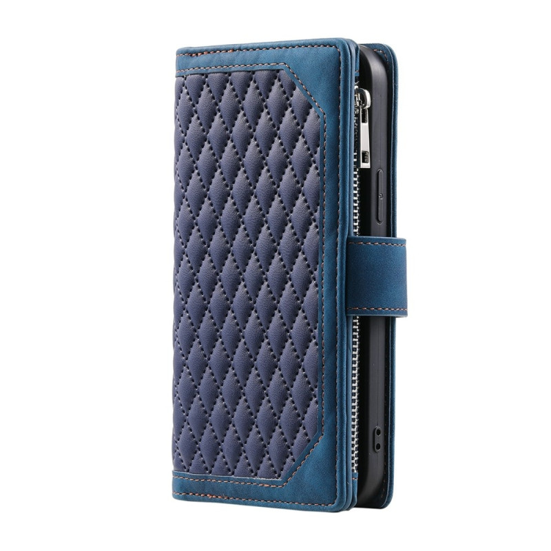 Phone Wallet Case with Rhombus Stitching for Motorola Moto G37 5G / G47 5G