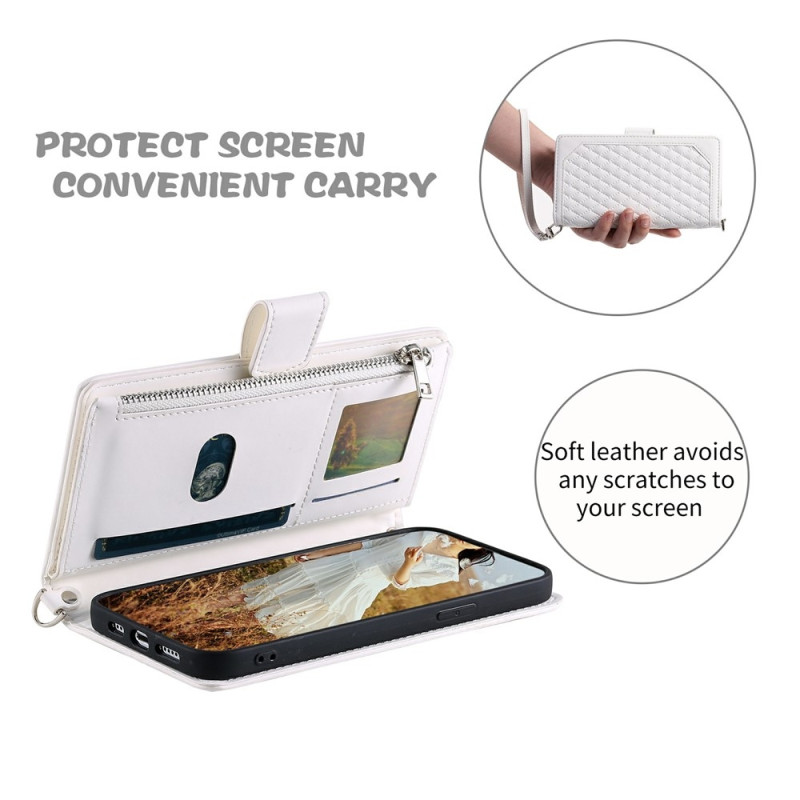 Phone Wallet Case with Rhombus Stitching for Motorola Moto G37 5G / G47 5G