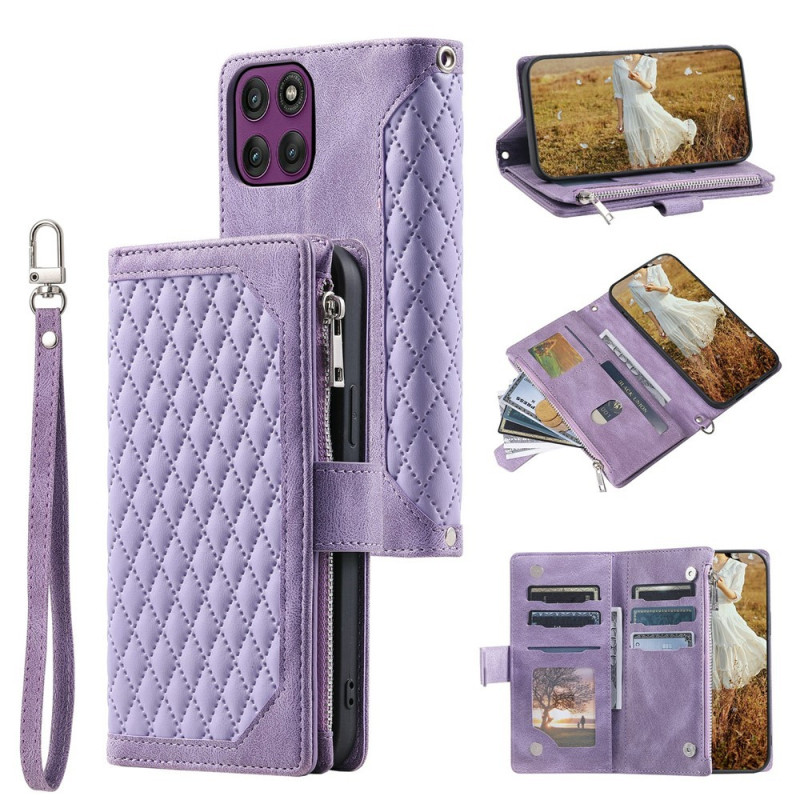 Telefonpungcover med rombeformede syninger til Motorola Moto G37 5G / G47 5G