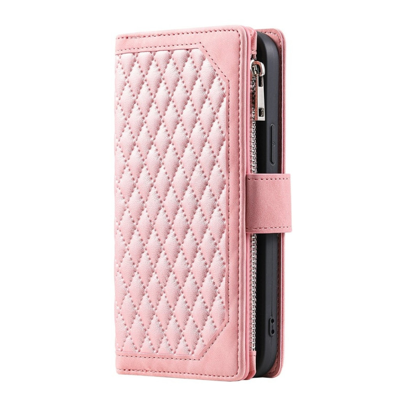 Phone Wallet Case with Rhombus Stitching for Motorola Moto G37 5G / G47 5G